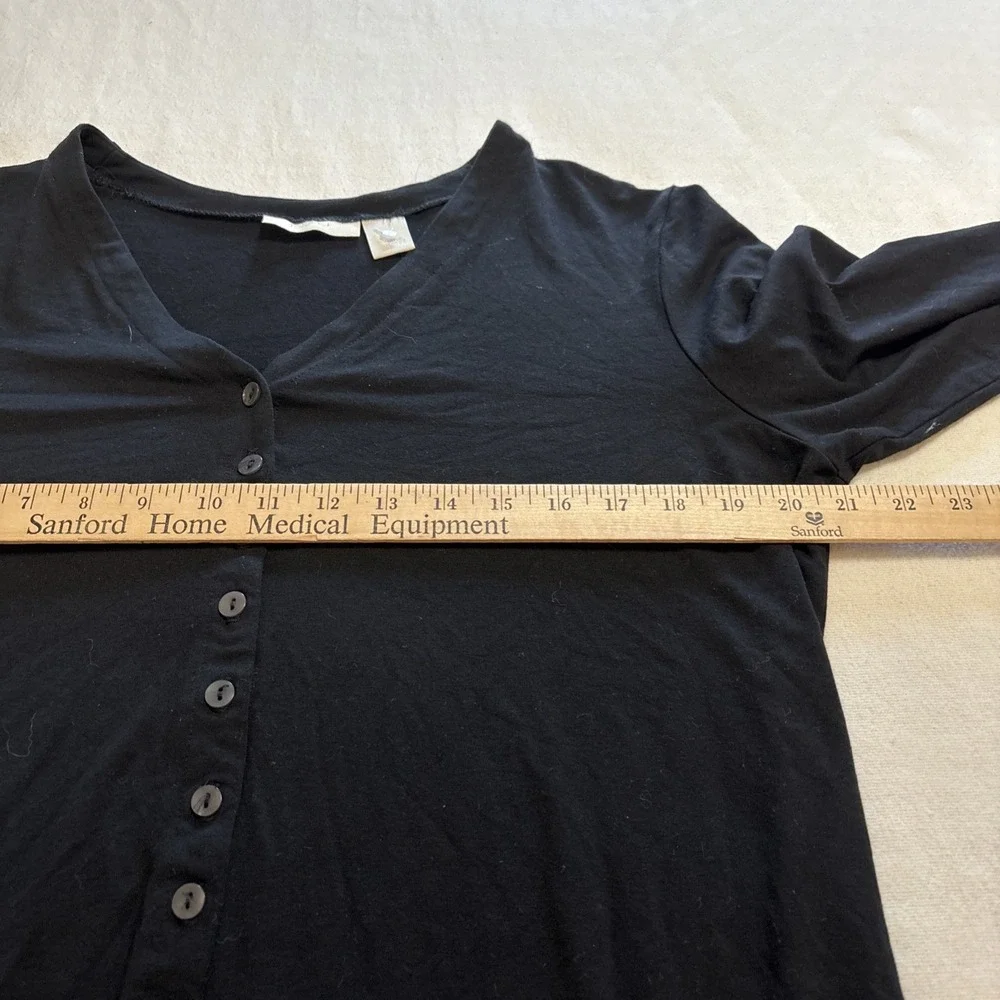 VTG  J.Jill Black Button Up Blouse Cardigan Women's Size L‎ Office Minimalist - Picture 3 of 6